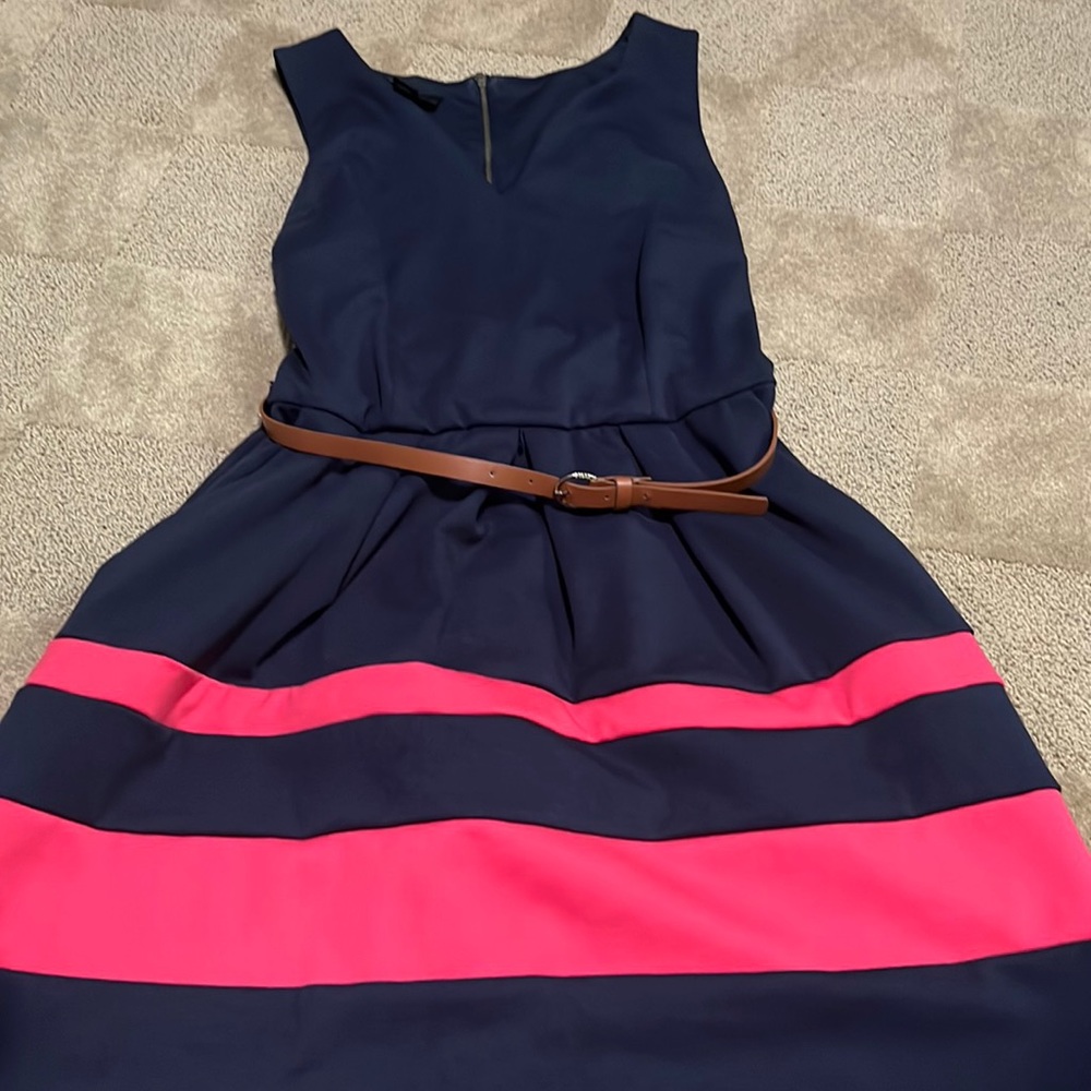 Navy Colorblock Dress - Picture 2 of 7